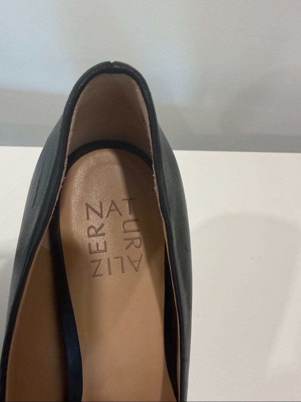 Naturalizer Black Leather Round-Toe Platform Pumps - Picture 2 of 9